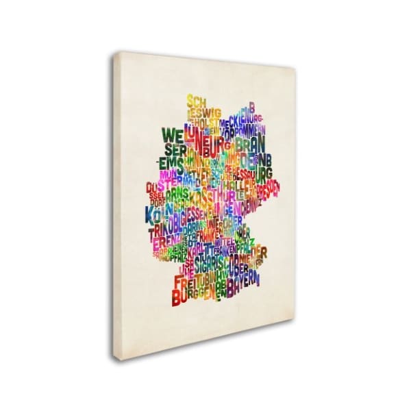 Michael Tompsett 'Germany Region Text Map 2' Canvas Art,30x47